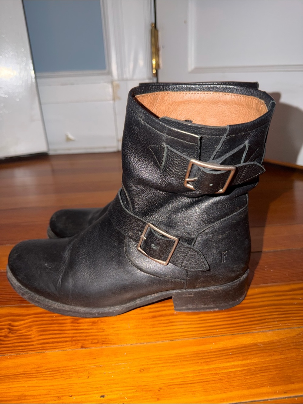 Frye Women's Black Leather Buckle Ankle Boots -Size 8.5